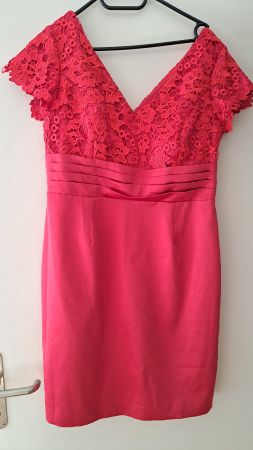 Festliches Kleid rot, mit Guipurspitze,Gr. 42, Ashley Brooke