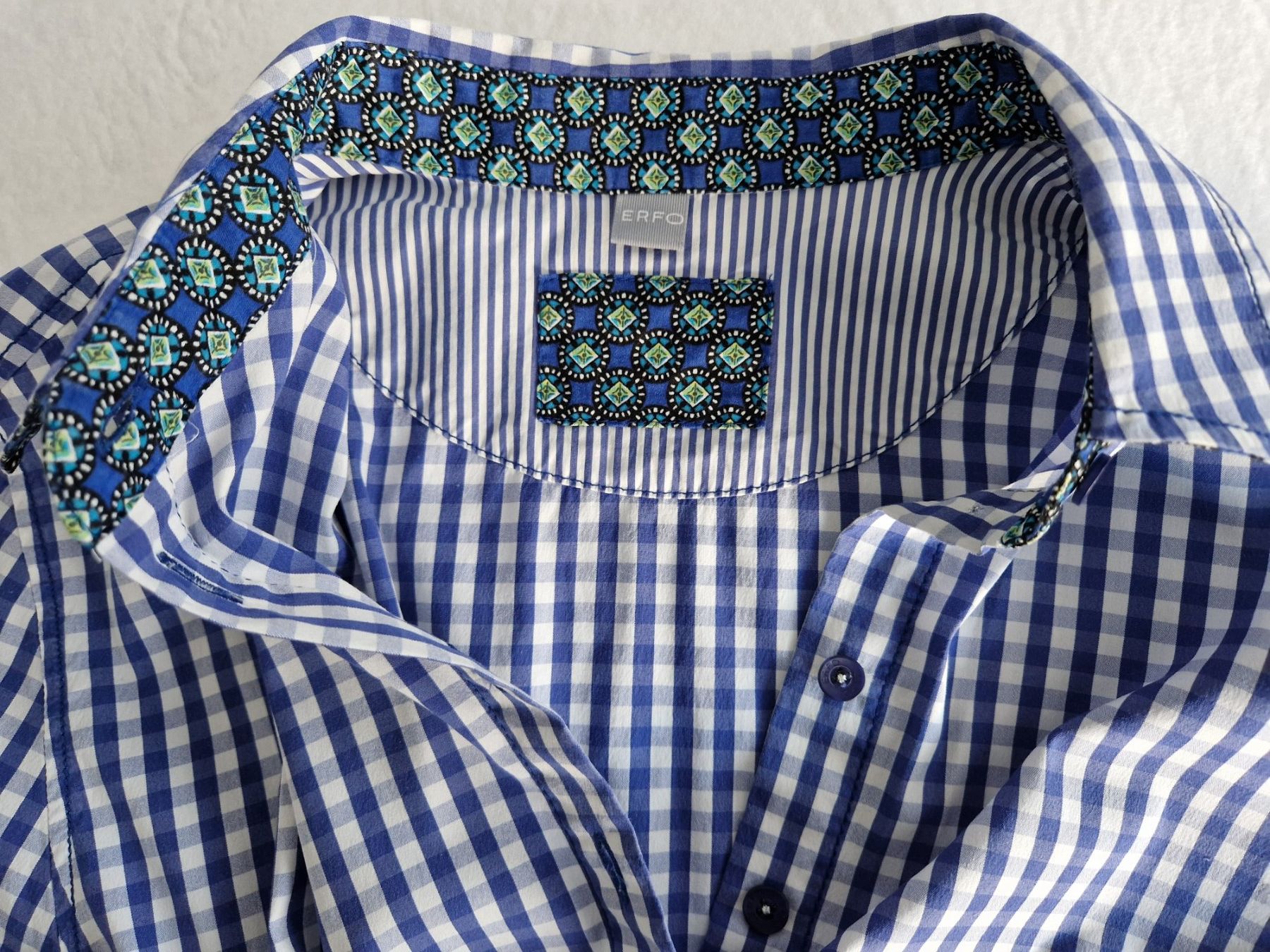 Camicette: Bluse ERFO blau/weiss kariert Gr. 42 – Usato da Salouf venduto da PizMez12K 3