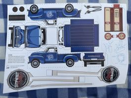 Bastelbogen Chevrolet Pickup Truck Vintage Blau NEU