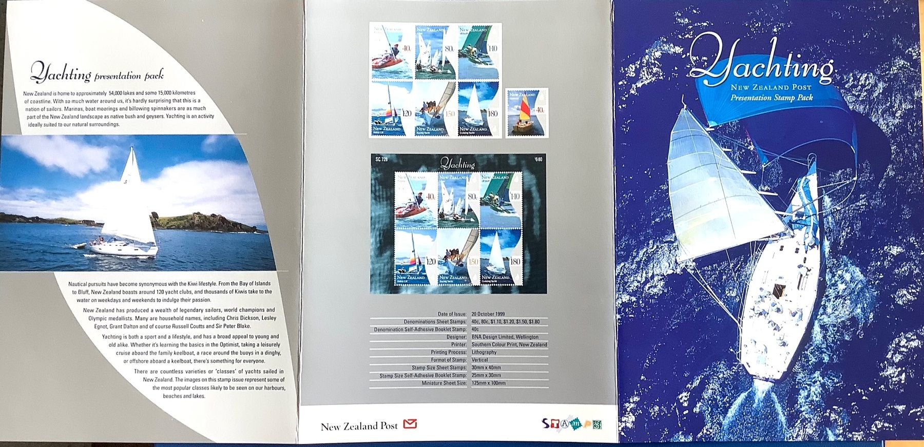 Tutti i francobolli: 1999 Neuseeland  Folder Yachting Block + Satz Postfrich ** – Nuovo (secondo la descrizione) da Liestal venduto da Skunk02 2