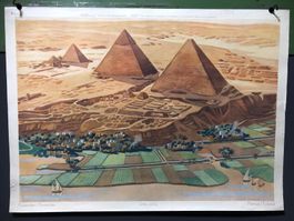 Vintage Schulwandbild PYRAMIDEN René Martin #G12 LxB: 65,5x9