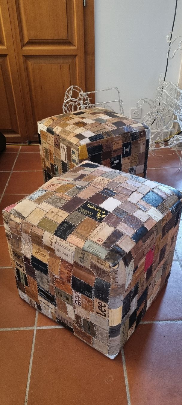 Sgabelli: Coppia pouff patchwork – Usato da Ligornetto venduto da nic_rp2g 1