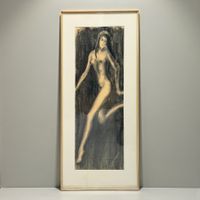 Jo HENNIN (1921-1963) - dessin au fusain nu féminin