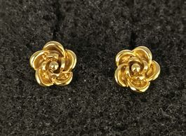 Edelstahl-Ohrringe 18K vergoldet, Rosenblüte