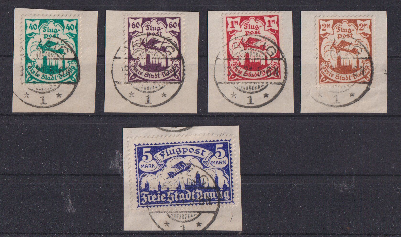 Alle Briefmarken: DANZIG: Serie Flugpost auf Briefstücken – Gebraucht aus Eschlikon TG von PhilCon