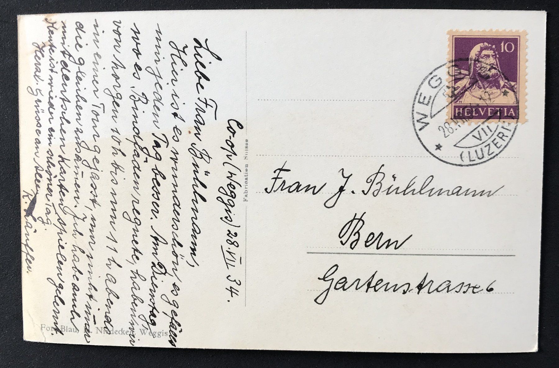 Cartoline postali: ALTE ANSICHTSKARTE FERIENHEIM V.S.K. WEGGIS – Usato da Ostermundigen venduto da wini63 1