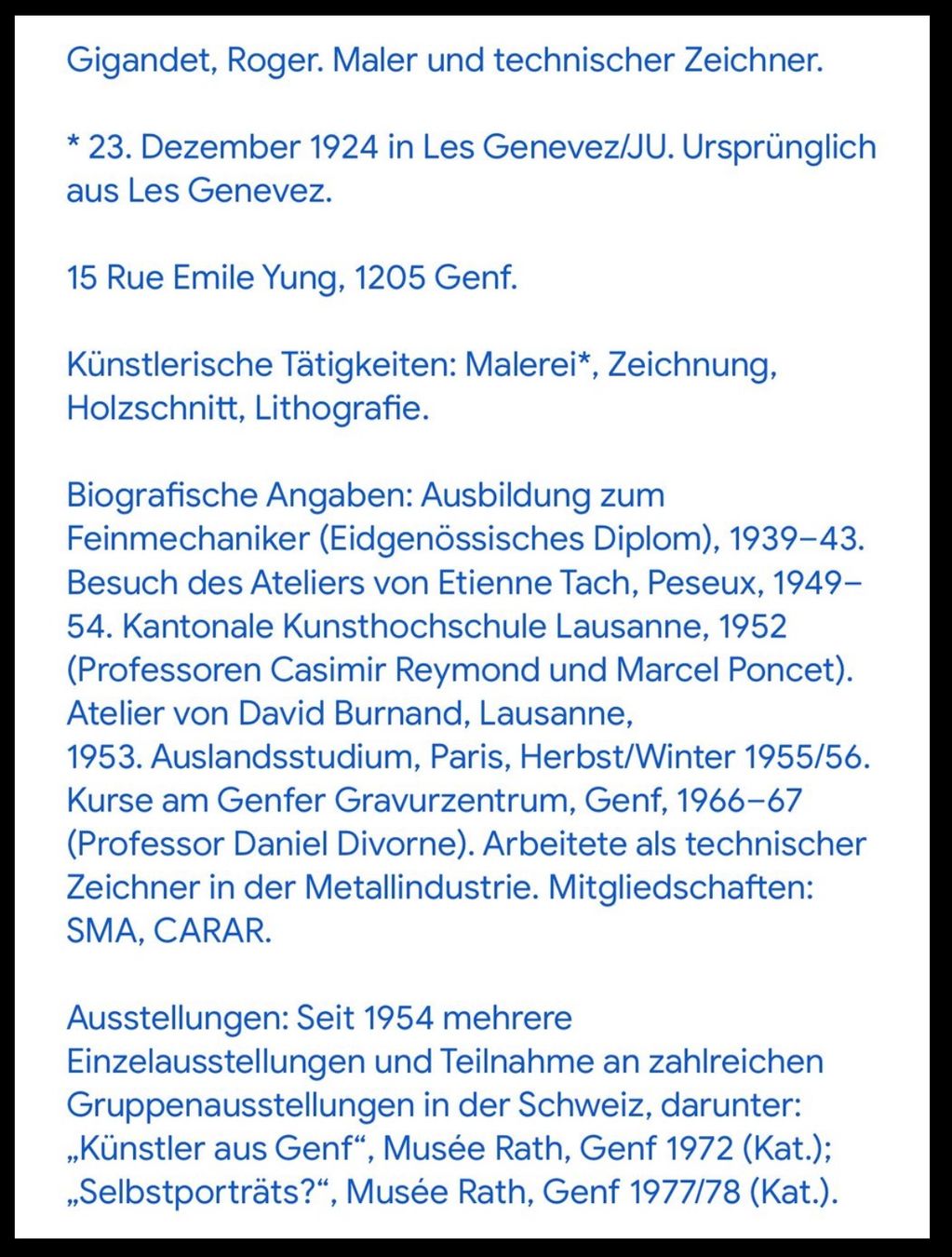 Dipinti: Gigandet Roger 1924 – Usato da Grosshöchstetten venduto da Perle1951 5