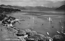 Lausanne (VD) Ouchy Hafen und Alpen