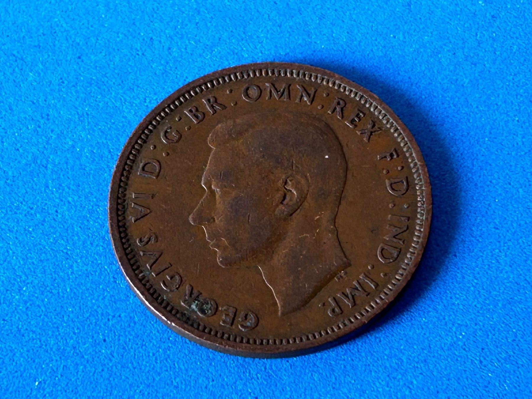 Alle Münzen: UK - Half Penny - George VI 1943 – Gebraucht aus Corcelles NE von AJKader 7
