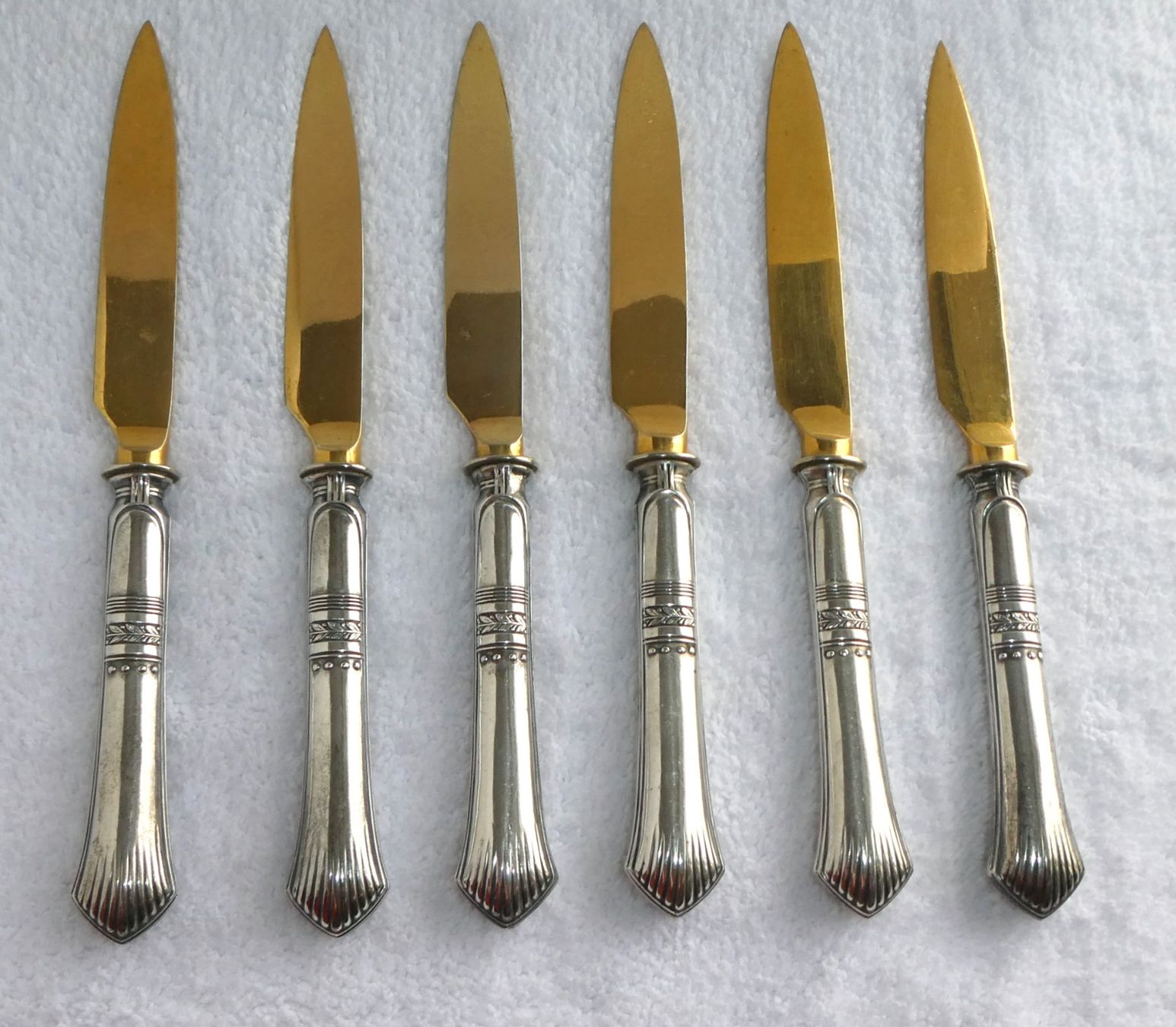 Posate: Obstmesser 800 Silber golden Messer Lorbeerkranz – Usato da Frauenfeld venduto da Astra13 1