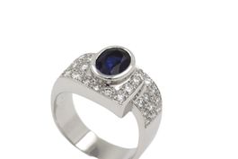 Saphir Brillant Ring in 18K Weissgold *S1095