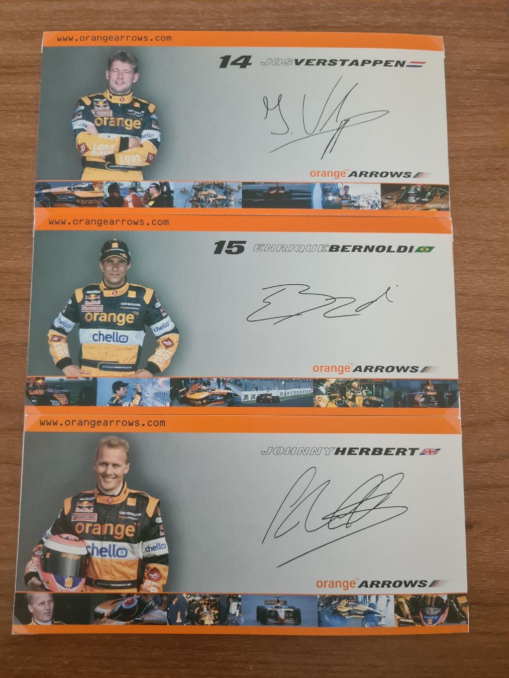 Autografi: Orange Arrows Autogramme Jos Verstappen, Herbert, Bernoldi – Nuovo (secondo la descrizione) da Bern venduto da ocraM82