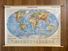 Carte du monde physique Stiefel vintage 