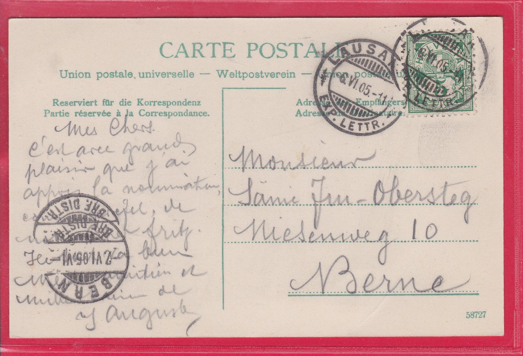 Cartoline postali: LAUSANNE, PLACE ST.FRANCOIS, 6.6.1905 – Usato da Oberrieden venduto da Gebirgsstelze 1