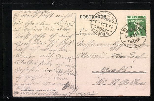 Cartoline postali: Nesslau, Dorfplatz mit Kirche, Häuser u – Usato da Berlin venduto da bartko-reher 1