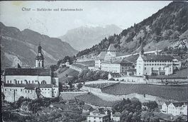 CHUR Hofkirche und Kantonsschule - gel. 1910 von Maienfeld