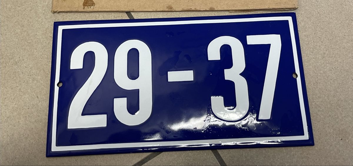 Insegne: Hausschild Nummer 29-37 blau Emaille gebraucht – Usato da Elsau venduto da isidobrany09
