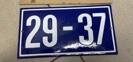 Hausschild Nummer 29-37 blau Emaille gebraucht