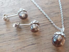 Silber 925 Halskette & Ohrstecker Set