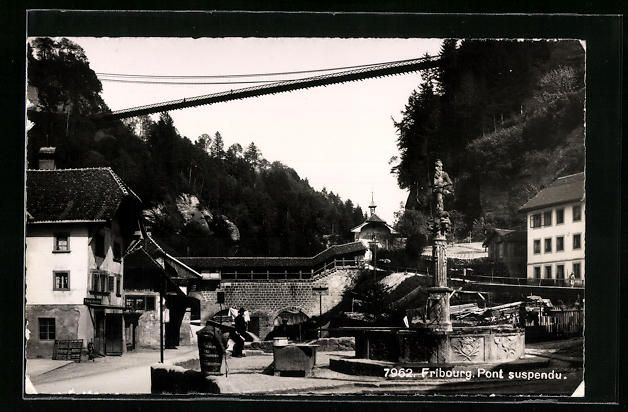 Ansichtskarten: AK Fribourg, Pont suspendu – Gebraucht aus Berlin von bartko-reher