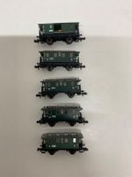 Fleischmann piccolo 5 Stk, Personenwagen grün, Bespielt o.V.