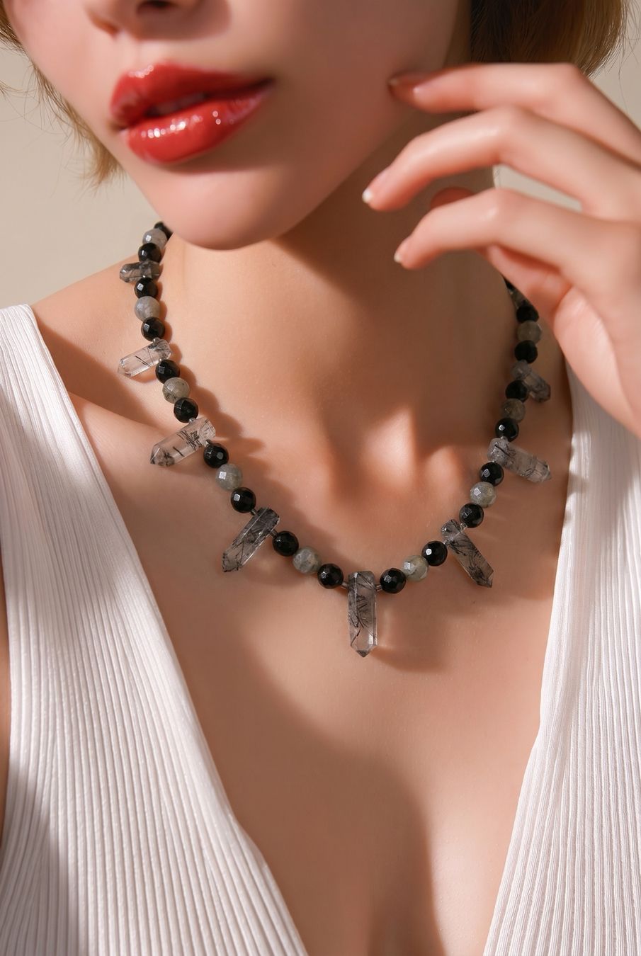 Onyx Colliers: Labradorit, Rutilquarz, Onyx Collier NEU – Neuf (Voir description) à Basel par Chili007