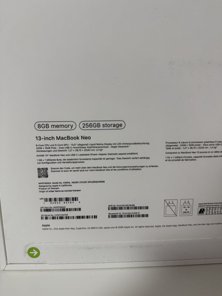 Apple Notebook: MacBook Neo Indigo 256GB NEU! – Nuovo e nell'imballaggio originale da Büron venduto da Sasho_wrst 2