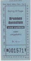 Altes Billett der ehemaligen Bergbahn Brunnen-Axenstein.