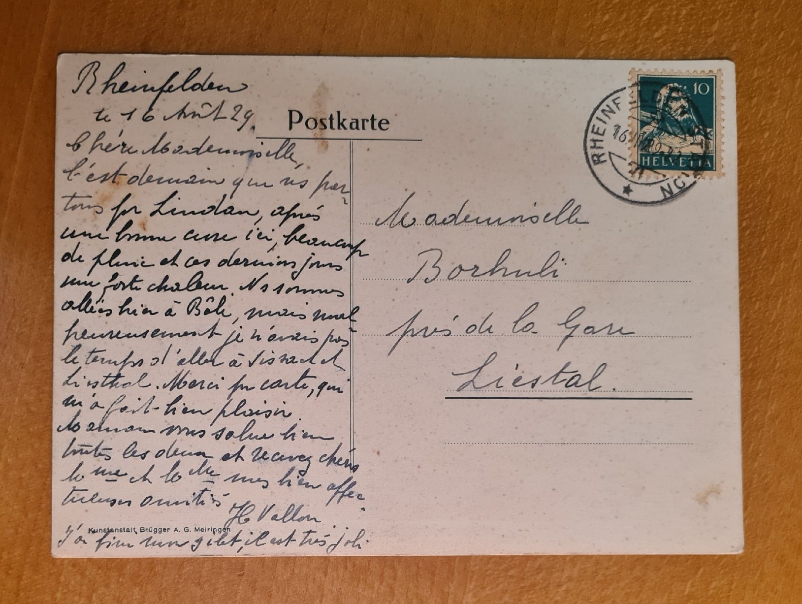 Cartoline postali: Solbad Pension Eden Rheinfelden 1929 – Usato da Ebikon venduto da Donar50 1