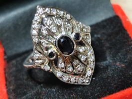 Damen Silber 925 Ring Ring mit Saphire