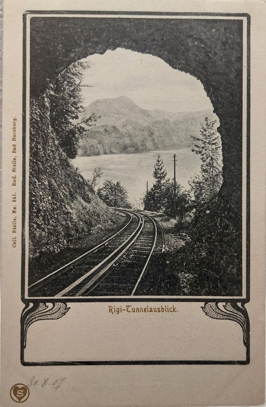 Cartoline postali: RIGI-TUNNELAUSBLICK - 1907 – Usato da Delémont venduto da Domdom1