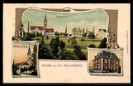 AK St. Pelagiberg, Gasthof z. Marienburg und Wallfahrtskirch