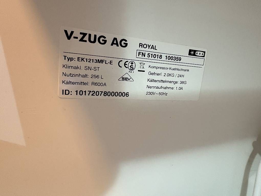 Frigoriferi: Einbaukühlschrank V-Zug – Usato da Liestal venduto da eliceni 1