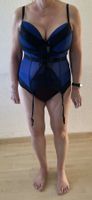 Bustier Corsagentop sexy blau schwarze Spitze Gr. XL (D22)