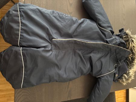 Kinder Winteroverall dunkelblau mit Fellkapuze gebraucht