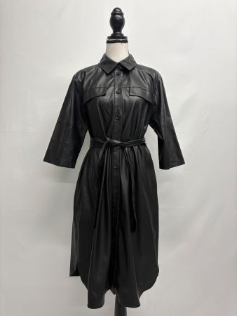 Someday Kleid aus Lederimitat Gr. 36 Blusenkleid schwarz
