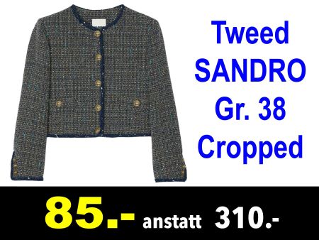🔴   Tweed Kurzjacke SANDRO Gr. 38 Cropped /040C