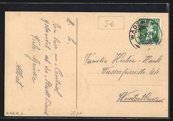 Cartoline postali: AK Wädenswil, Teilansicht mit Bäumen – Usato da Berlin venduto da bartko-reher 1