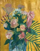 Blumenstrauss gemalt im Impressionismus Stil auf Leinwand 
4
