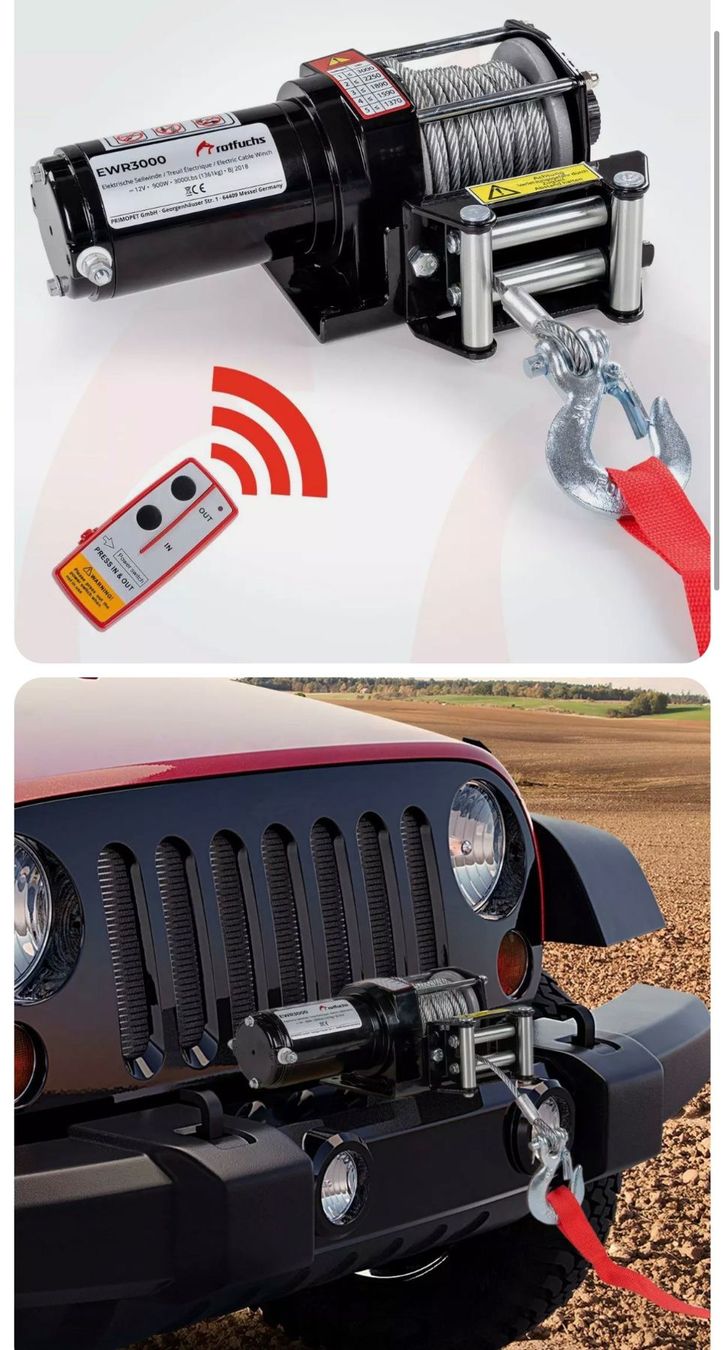 Argani forestali & Pinze posteriori : ROTFUCHS® Elektrische Seilwinde 12V 1360 – Nuovo e nell'imballaggio originale da Amriswil venduto da JaJa-Express