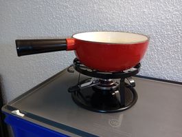 Fondue Caquelon rot, 4 Personen, inkl. Rechaud