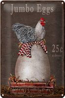 Blechschild-HUHN-JUMBO EGGS 25 C A DOZEN