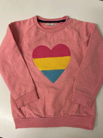Kinder Pullover Crafted rosa Herz Pailletten Grösse 110