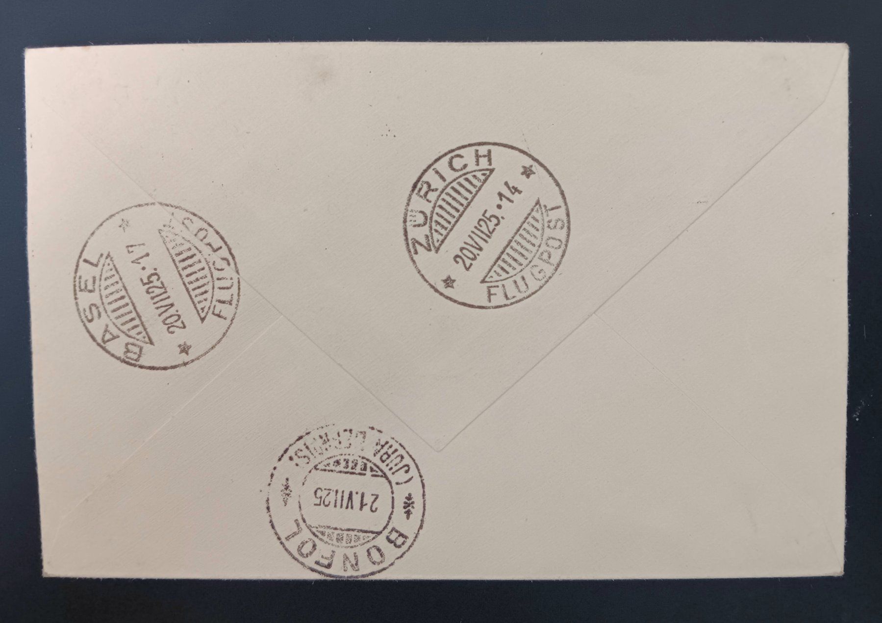 Tutti i francobolli: R - Brief mit Flugpost Lausanne - BONFOL 1925 – Usato da Holderbank AG venduto da DINOS-PHILA 1