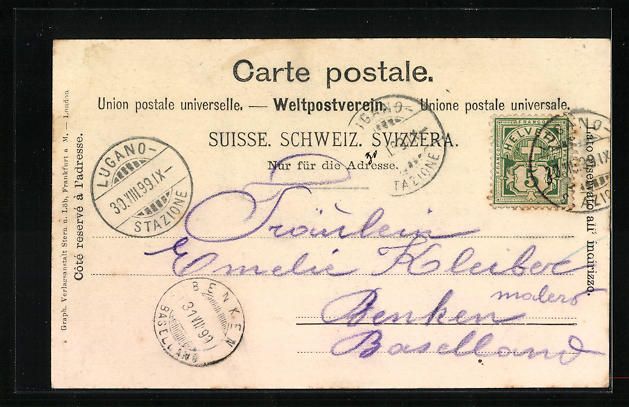 Cartoline postali: AK Lugano, Piazza Riforma, 1899 – Usato da Berlin venduto da bartko-reher 1