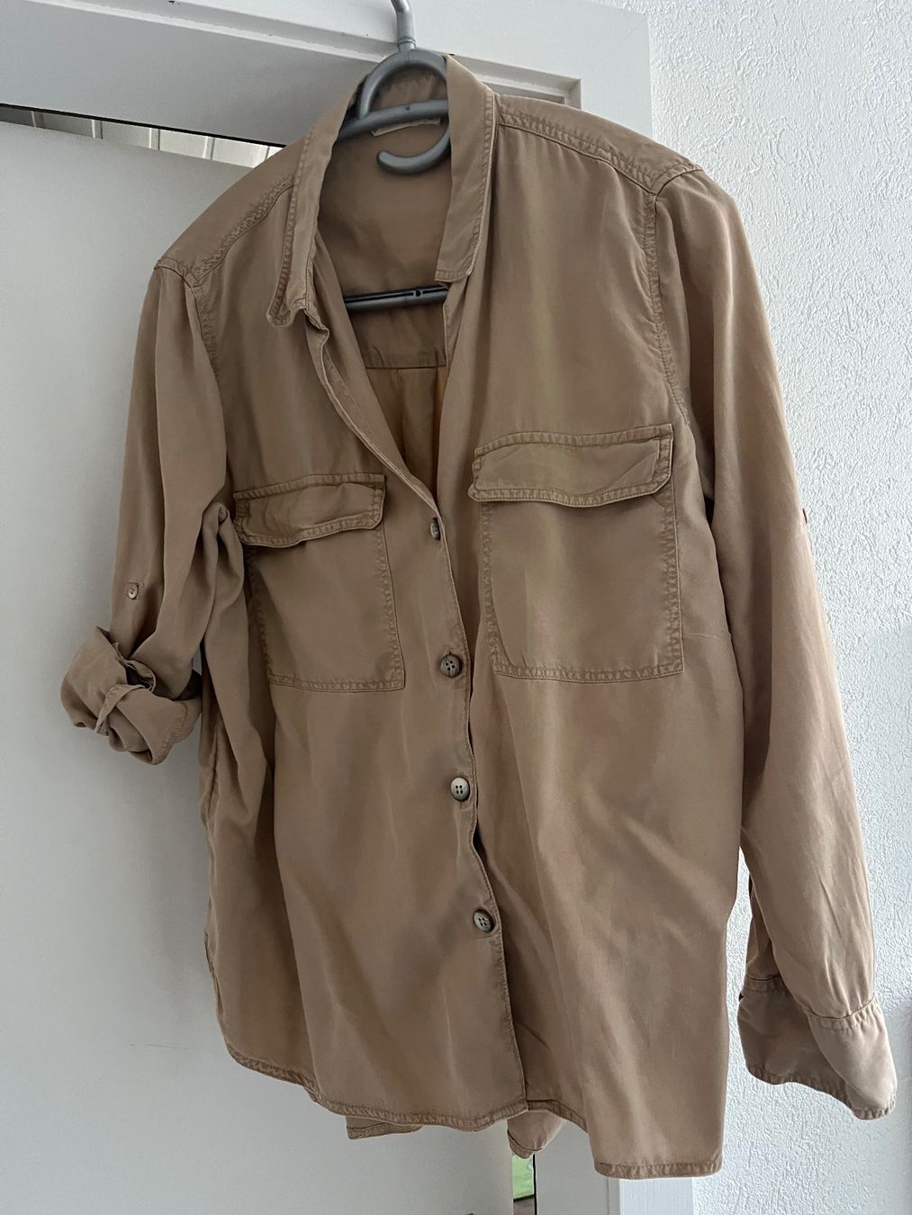 Mango Camicette: MNG Casual Bluse Mango Hemd, Beige, Grösse L – Usato da Ruggell venduto da Malbuntiger01