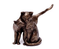 Katzen Figur mit Bronzepulver Kunst-Skulptur Kätzchen Mieze