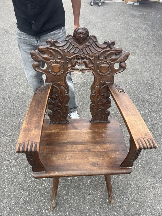 Chaise Ancienne Bois Sculpt