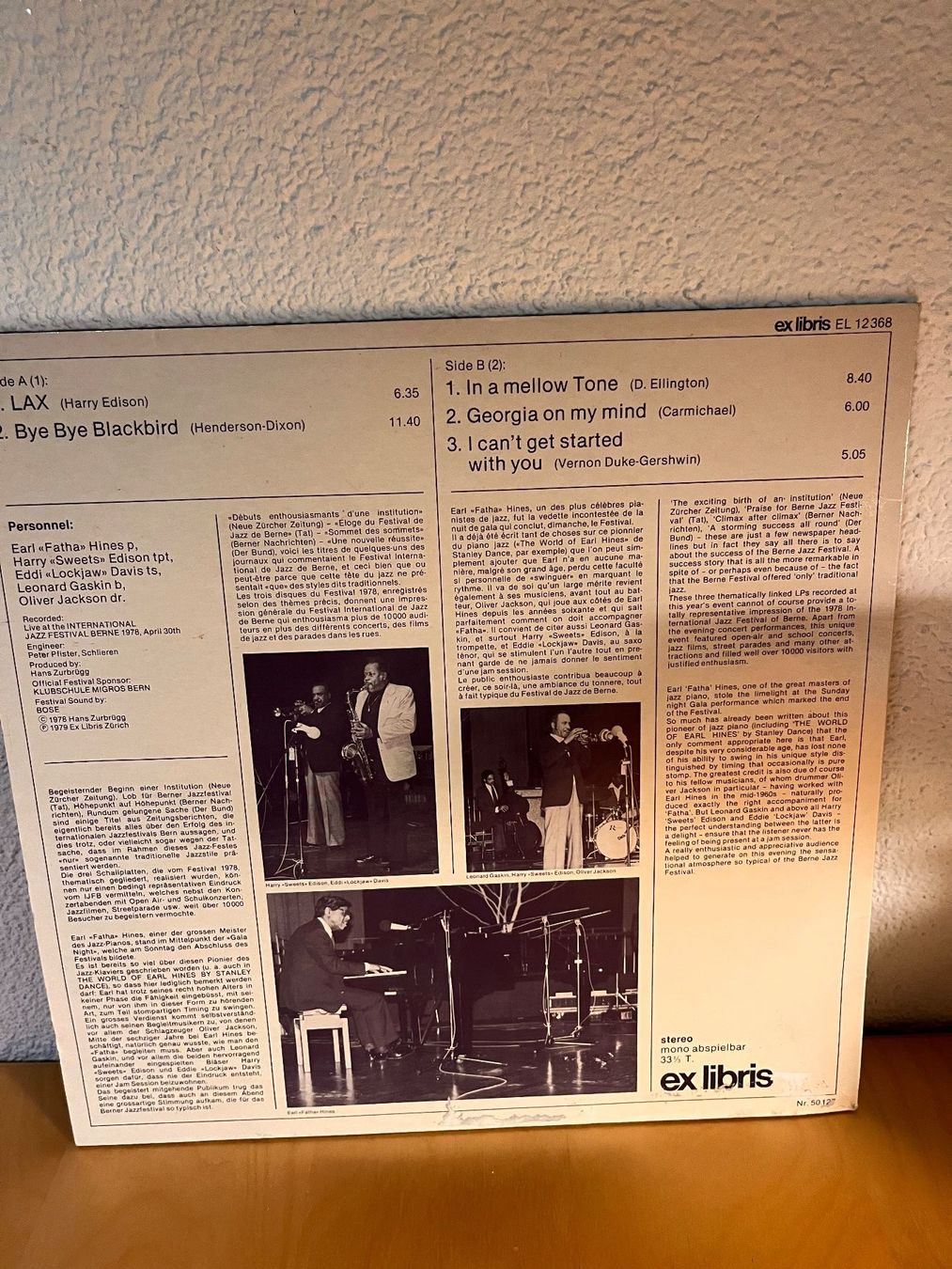 Schallplatten: Earl meets Sweets and Jaws : Earl "Father" Hines – Gebraucht aus Rüdlingen von Timber_11 1