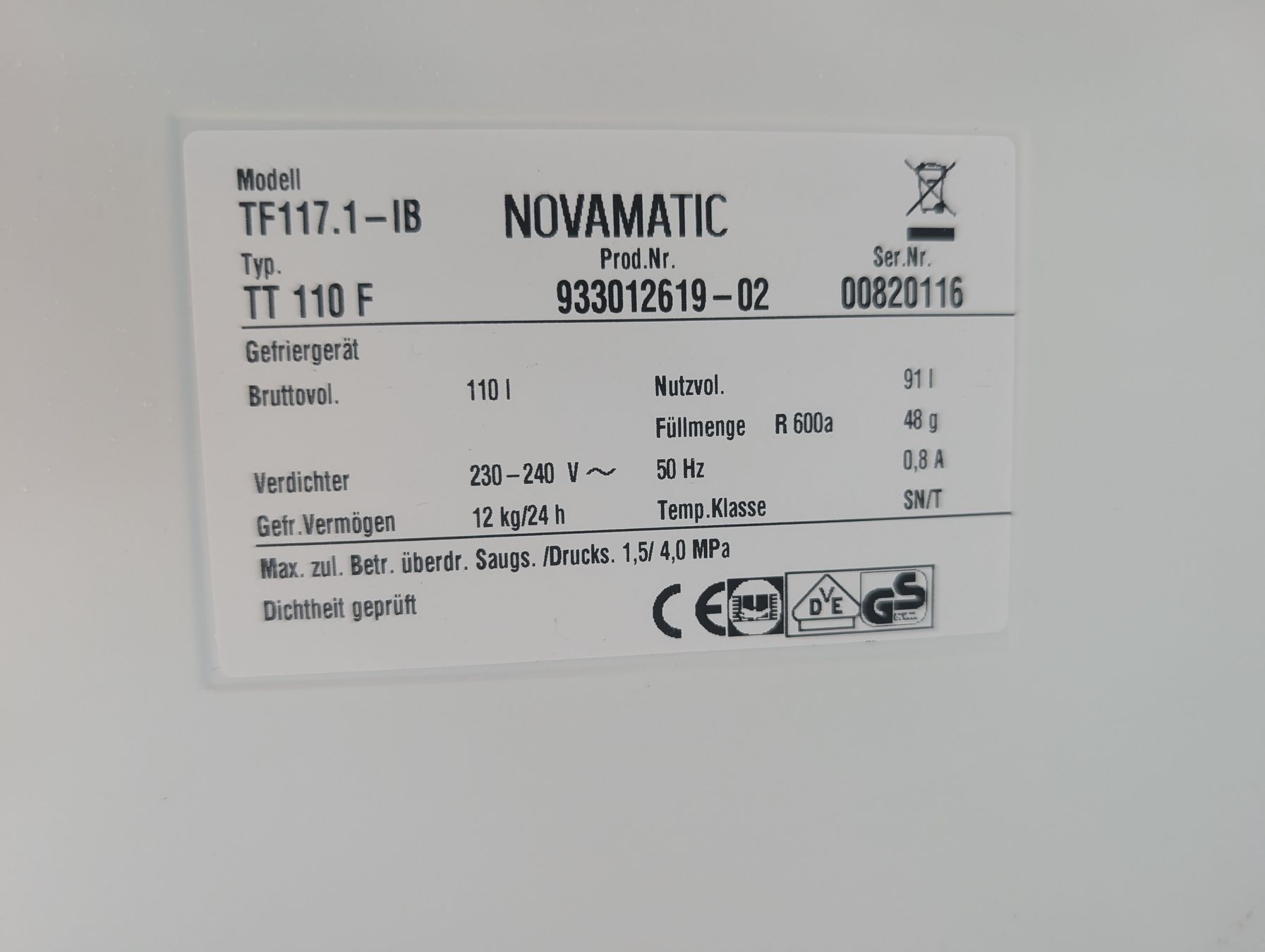 Fust Congelatori: NOVAMATIC 110l Tiefkühlschrank  – Usato da Bern venduto da Mauri74 2